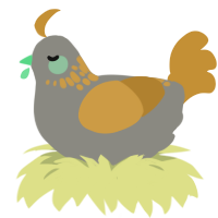 A ash and gold chicken with a neck-speckle pattern