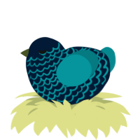 A tumblr and teal chicken with a lace pattern