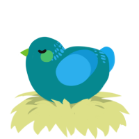 A teal and sky chicken with a neck-band pattern