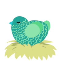 A turquoise and spring chicken with a lace pattern