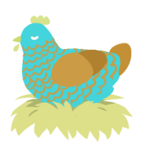 Sandbar, a aqua and gold chicken with a lace pattern