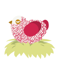 A white and crimson chicken with a double-lace pattern