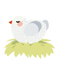 A white and mist chicken with a lace pattern