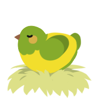 A yellow and chartreuse chicken with a head pattern