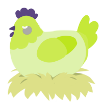 A apple and lime chicken with a head pattern