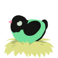 A spring and black chicken with a head pattern