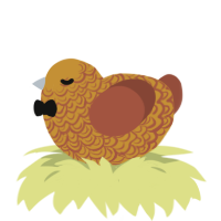 A gold and russet chicken with a double-lace pattern