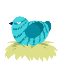 A aqua and sea chicken with a bar pattern