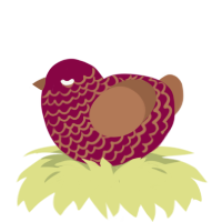 A maroon and brown chicken with a lace pattern