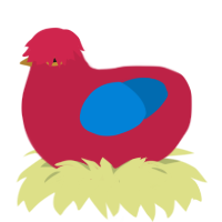 Boris Johnson, a crimson and sapphire chicken