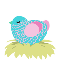 A aqua and pink chicken with a lace pattern