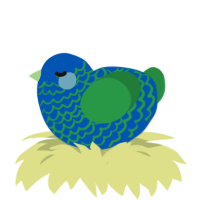 A ultramarine and viridian chicken with a lace pattern