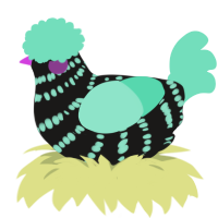A sable and mint chicken with a bar pattern