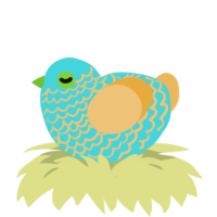 A aqua and honey chicken with a lace pattern