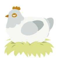 A white and silver chicken with a head pattern