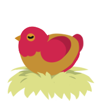 A gold and crimson chicken with a head pattern