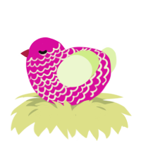 A fuchsia and apple chicken with a lace pattern