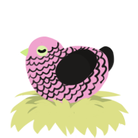 A pink and sable chicken with a lace pattern