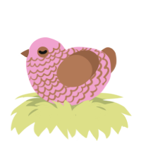 A pink and brown chicken with a lace pattern