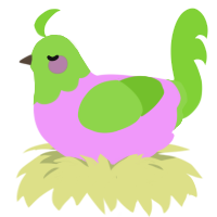 A lavender and grass chicken with a head pattern