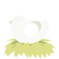 A white chicken with a lace pattern
