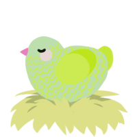 A gluppy and lime chicken with a lace pattern