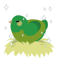 A chartreuse and viridian chicken with a head pattern