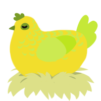A yellow and lime chicken with a half-lace pattern