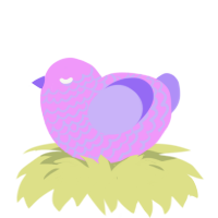 A lavender and lilac chicken with a lace pattern