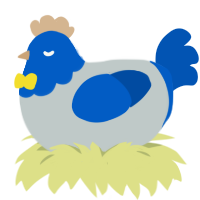 A silver and ultramarine chicken with a head pattern