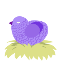 A lilac and blurple chicken with a lace pattern