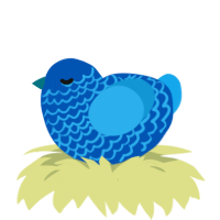 A ultramarine and sky chicken with a lace pattern