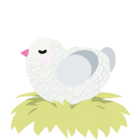 A white and mist chicken with a double-lace pattern