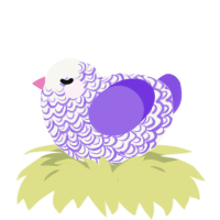 A white and blurple chicken with a double-lace pattern