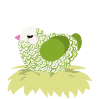 A white and chartreuse chicken with a double-lace pattern