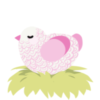 A white and pink chicken with a double-lace pattern