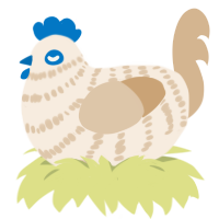 Napoléon, a cream and beige chicken with a bar pattern