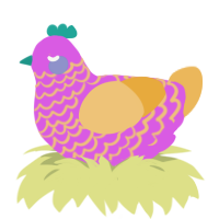 A orchid and honey chicken with a head pattern