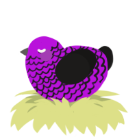 A amethyst and sable chicken with a lace pattern