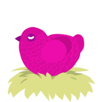 A fuchsia chicken with a lace pattern