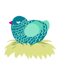 A sea and mint chicken with a lace pattern