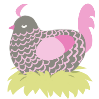 A ash and pink chicken with a lace pattern