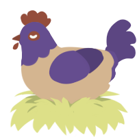 A beige and overcast chicken with a head pattern