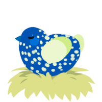 A ultramarine and apple chicken with a speckle pattern