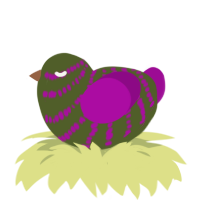 A olive and plum chicken with a bar pattern
