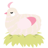 A cream and rose chicken with a bar pattern