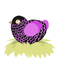 A sable and orchid chicken with a lace pattern