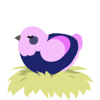 A navy and lavender chicken with a head pattern