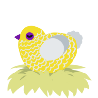 A yellow and mist chicken with a lace pattern
