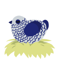 A mist and navy chicken with a lace pattern